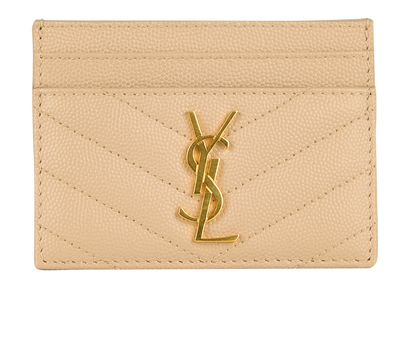 Saint Laurent Cassandre Matelasse Card Holder, &pound;195, Accessories, Beige, Leather, Front view